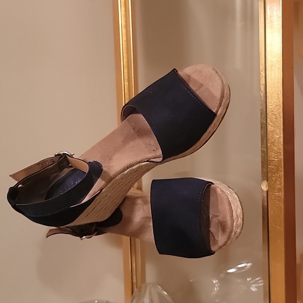 Blue Suede Wedges